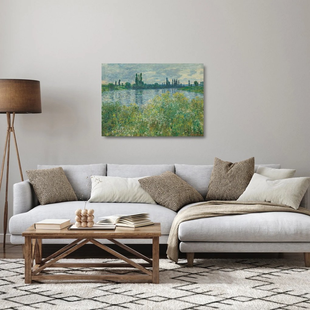 Sklenený obraz - Claude Monet, Banks of the Seine, reprodukcia (70x50 cm)
