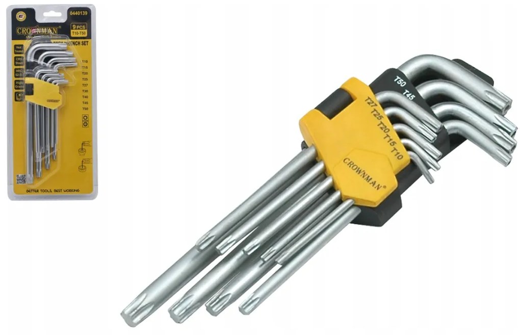 CROWNMAN T10-T50 TORXY imbusové kľúče - sada