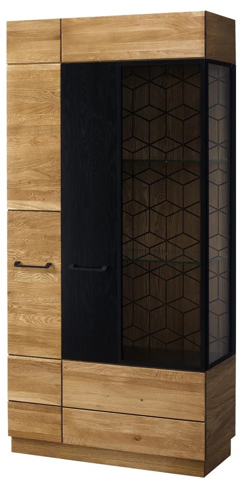 Vitrína Mosaic 12 95 cm z masivu dub medový/černá