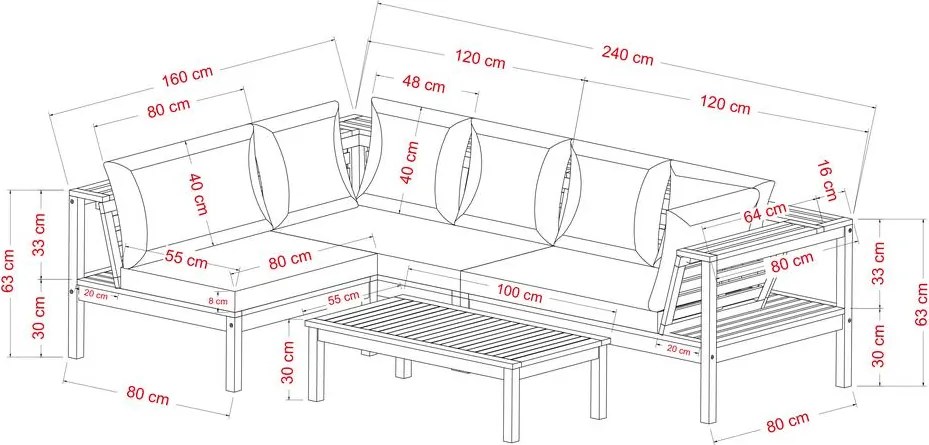 Záhradná sedacia súprava z agátového dreva Avenberg ALTORA