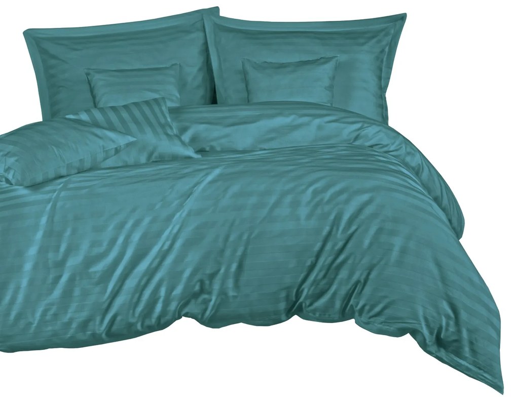 BAMBUSOVÉ OBLIEČKY STRIPE SEA 200X220 CM, 2KS 70X80 CM, 4 KS 40X40 CM TYRKYSOVÉ