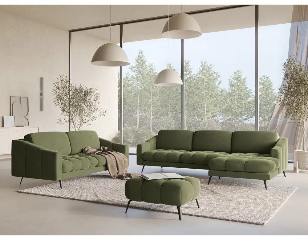 Zelená zamatová pohovka 238 cm Nalu – Makamii