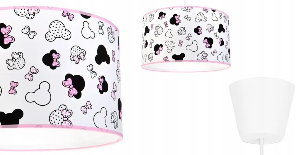 Detské závesné svietidlo Minnie, 1x textilné tienidlo so vzorom, (fi 35cm)