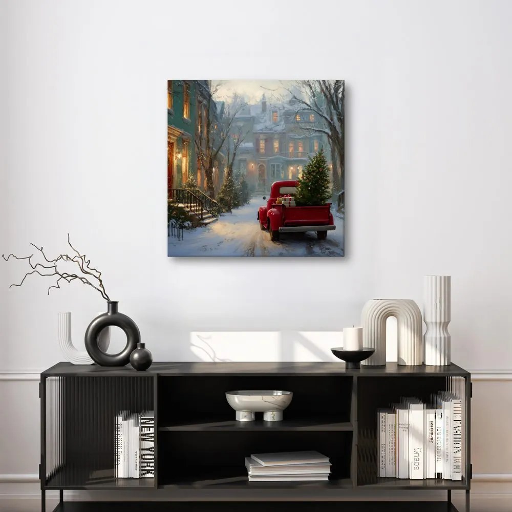 Obraz vianočná atmosféra v zasneženej ulici