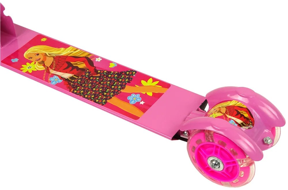LEAN TOYS Trojkolesová kolobežka s ručnou brzdou + Svietiace Kolesá, ružová
