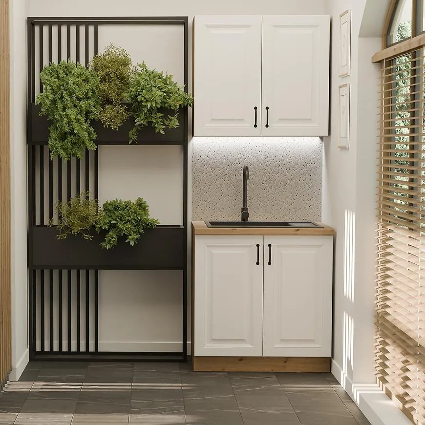 Kuchynská linka Stilo biela/Artisan 80 cm bez pracovnej dosky