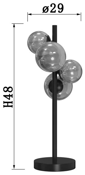 ONLI - Stolná lampa PALOMA 4xG9/10W/230V 48 cm čierna/dymová