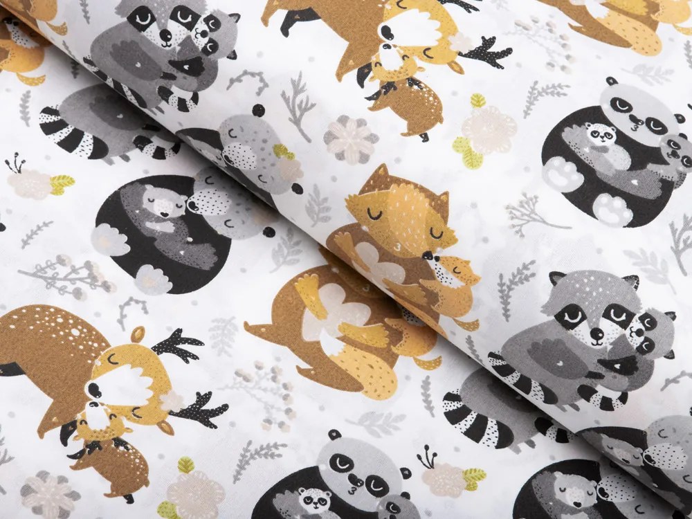 Biante Detská bavlnená obliečka na vankúš Sandra SA-223 Zvieratká s mláďátkami 50 x 60 cm