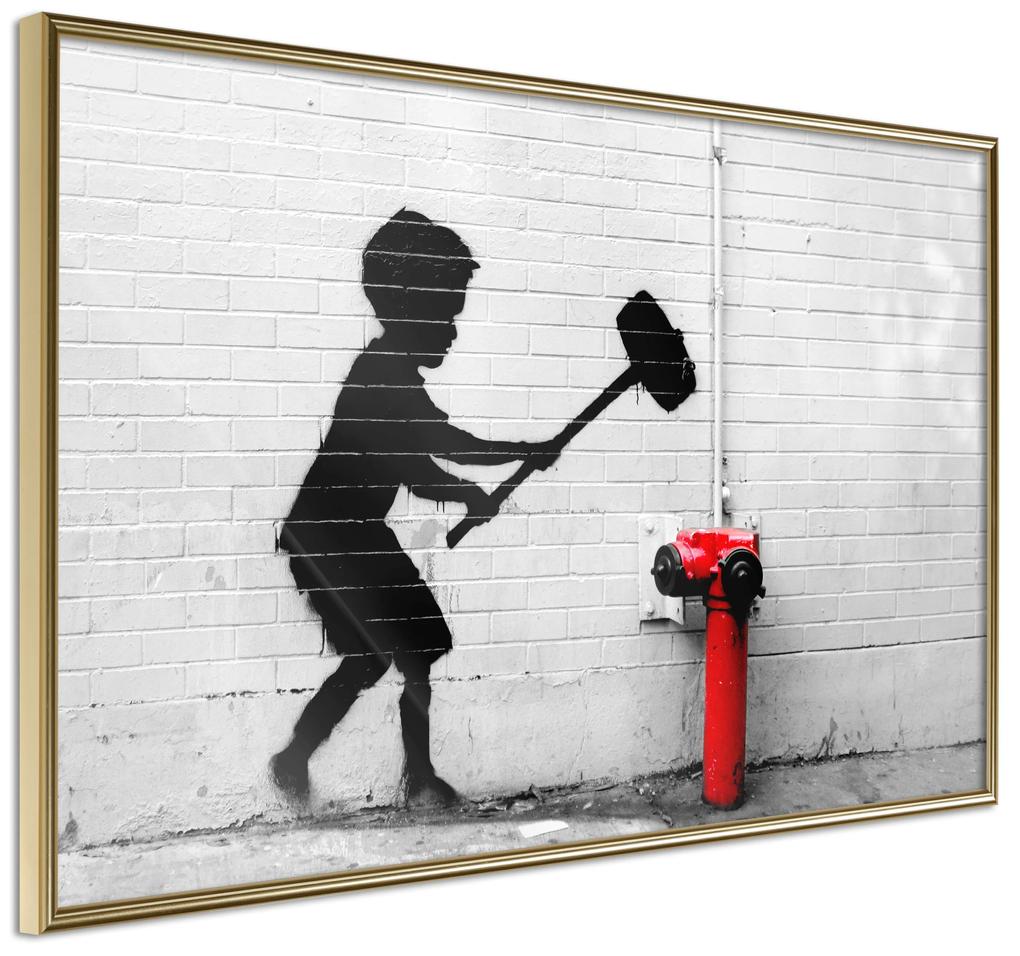 Artgeist Plagát - Destroy Hydrant [Poster] Veľkosť: 30x20, Verzia: Čierny rám s passe-partout