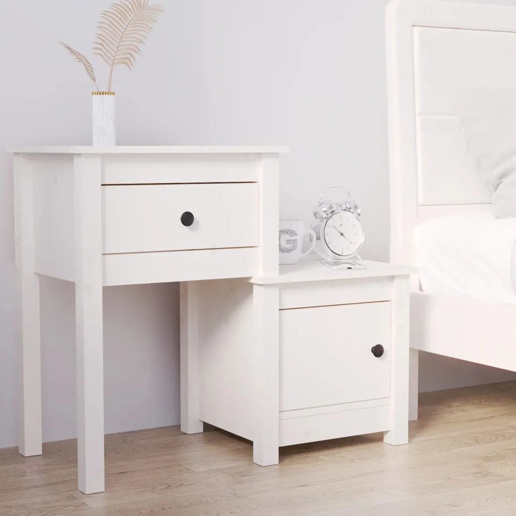 vidaXL Nočný stolík biely 79,5x38x65,5 cm masívne borovicové drevo