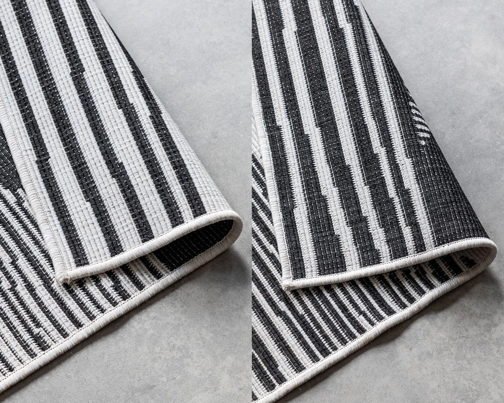 Kusový koberec Gemini 106014 Black z kolekcie Elle – na von aj na doma, 200x290, čiernobiela, chodba / predsieň, ELLE Decoration