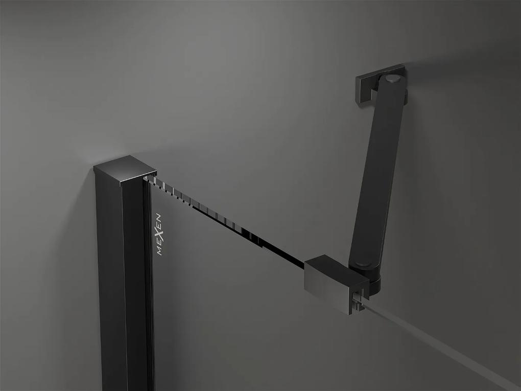 Mexen Velar Duo, sprchový kút s posuvnými dverami 90(dvere) x 80(dvere) cm, 8mm číre sklo, čierny matný profil, 871-090-080-02-70
