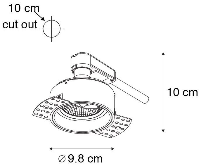 Sada 6 moderných zapustených bodových svetiel čierna bezrámová - Impact 70