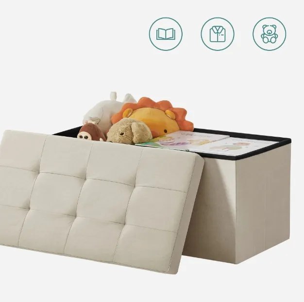 Taburet s úložným priestorom OTTOMAN 76x38 cm, krémový