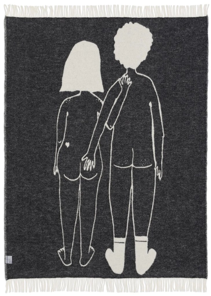 helen b Vlnený prehoz Naked couple back 130 x 170 cm