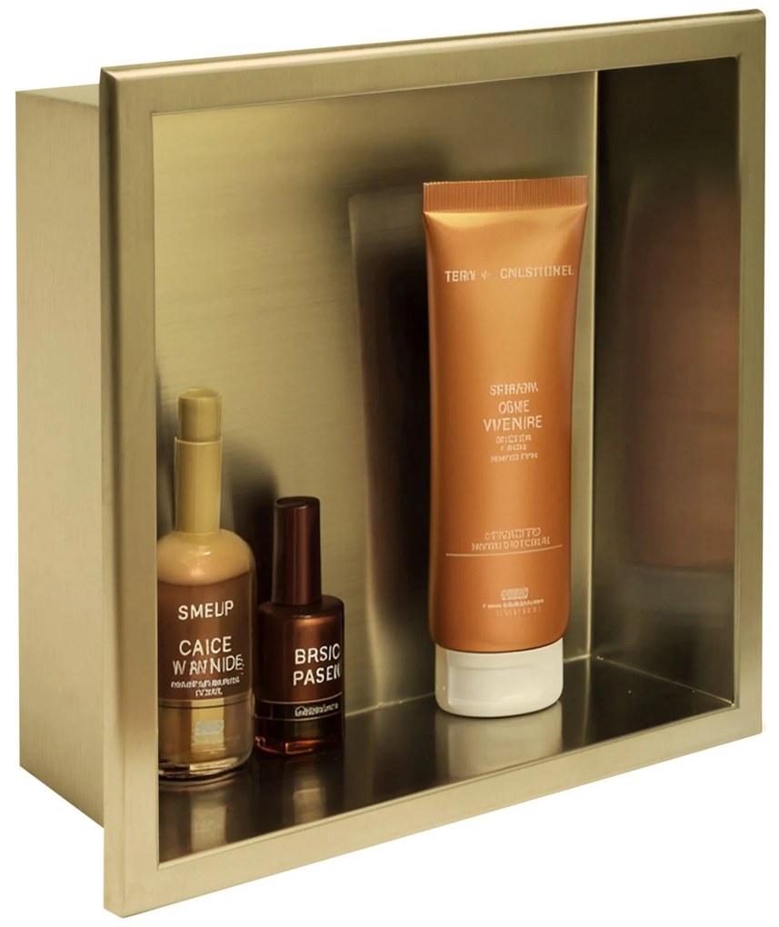 Rea Rea, kúpeľňová polica na zapustenie 30x30 cm, zlatá matná, REA-05606