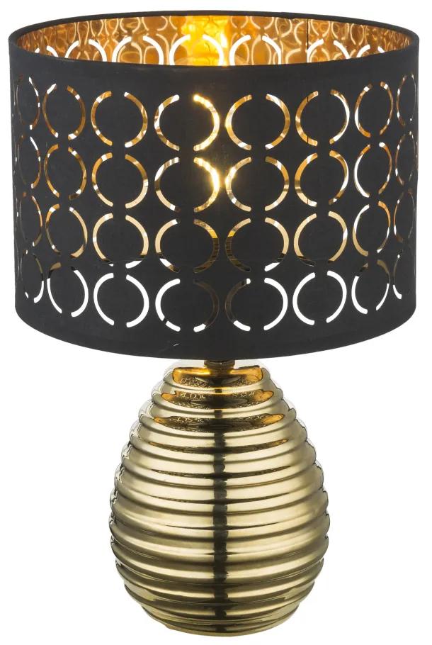 GLOBO Dizajnová stolná lampa MIRAUEA, guľatá, čierno-zlatá