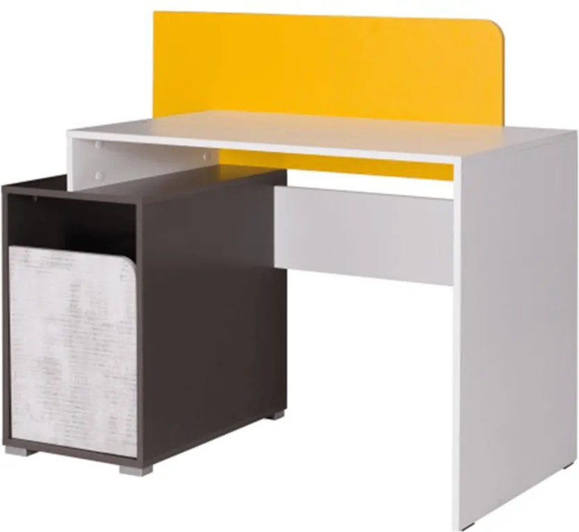 PC stôl B8, biela/sivý grafit/enigma/žltá, MATEL