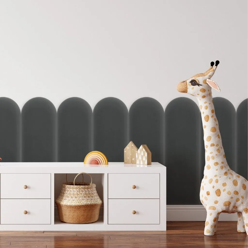 Zamatový čalúnený panel - Oblúk - 20x60cm Farba: Grafit