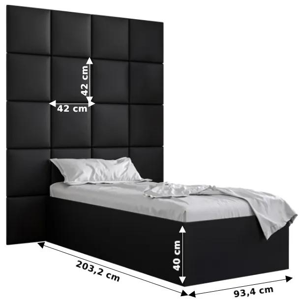 Jednolôžková posteľ s čalúneným čelom 90 cm Brittany 3 (čierna matná + sivá) (s roštom). Vlastná spoľahlivá doprava až k Vám domov. 1045964