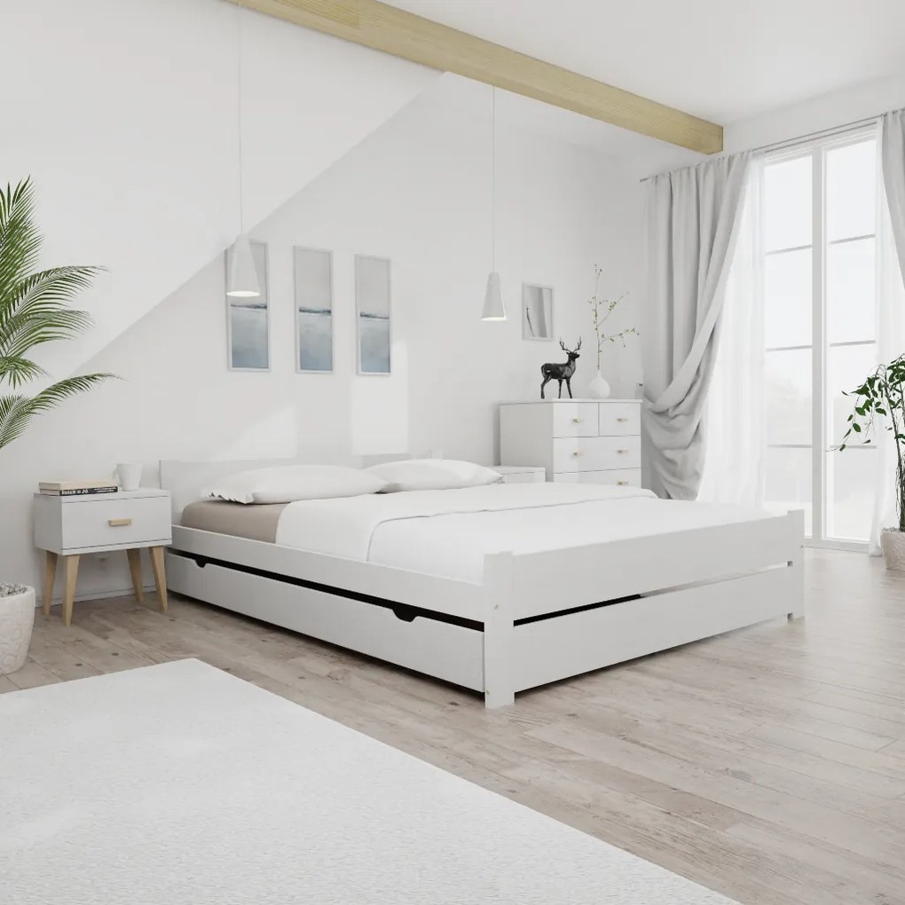 Posteľ IKAROS DOUBLE 160 x 200 cm, biela Rošt: Bez roštu, Matrac: Matrac SOMMERA 18 cm