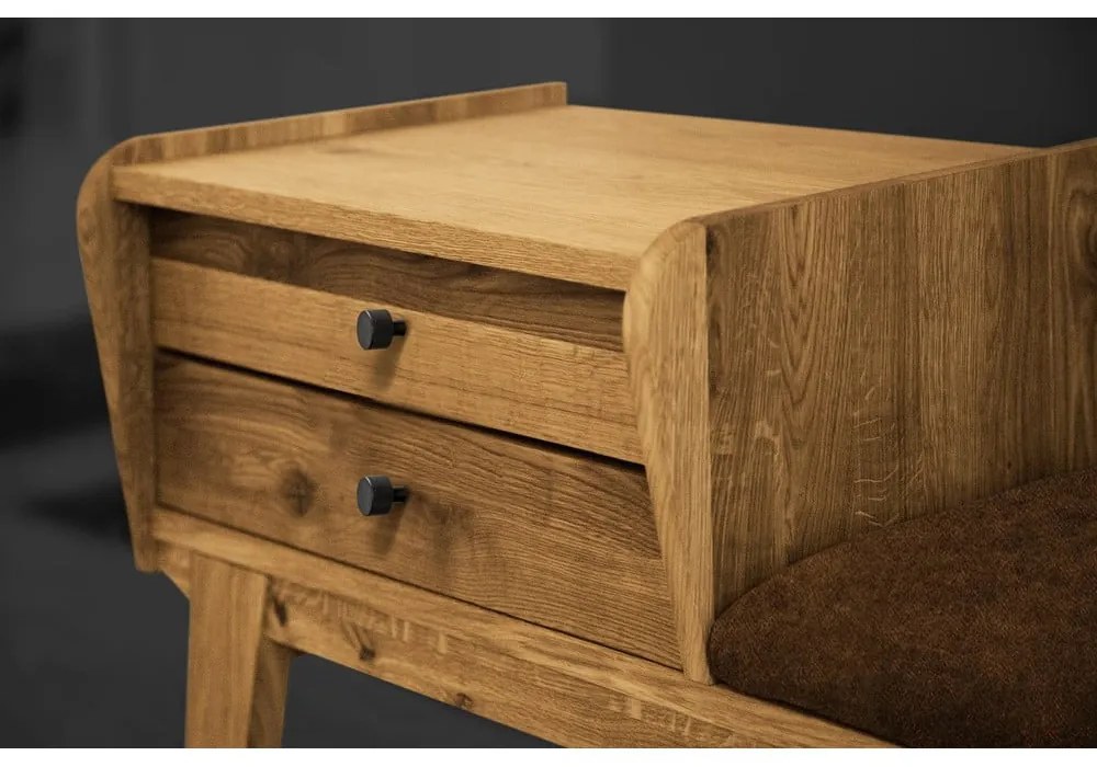 Lavica so zásuvkami z dubového dreva s oranžovým sedákom Retro - The Beds