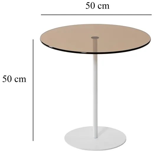 Odkladací stolík CHILL 50x50 cm biela/bronzová