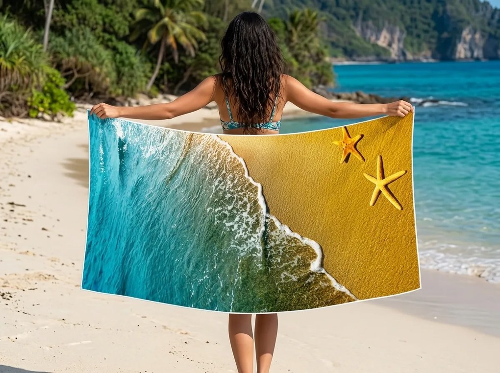 Rýchloschnúca XL plážová osuška SOLMARE farebná 100 x 180 cm, 100% mikrovlákno