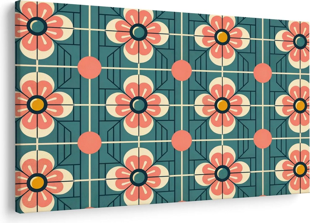 Obraz - Retro vzor s kvetmi (90x60 cm)