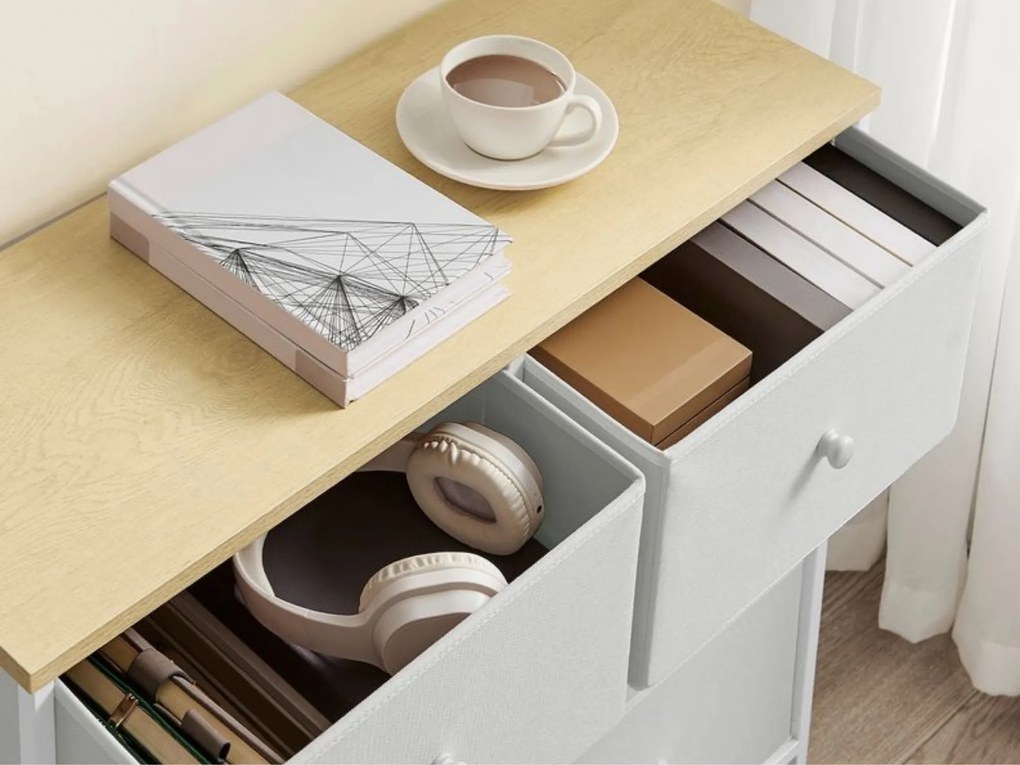 Komoda so zásuvkovými boxmi HESTO 80x71 cm, dub/biela