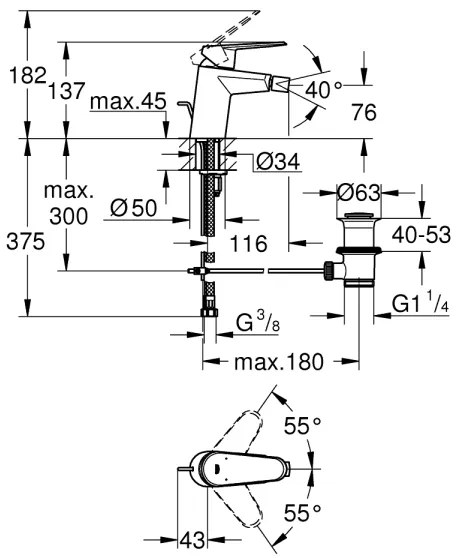 GROHE 33244002 - Bidetová batéria EURODISC COSMOPOLITAN DN 15 lesklý chróm