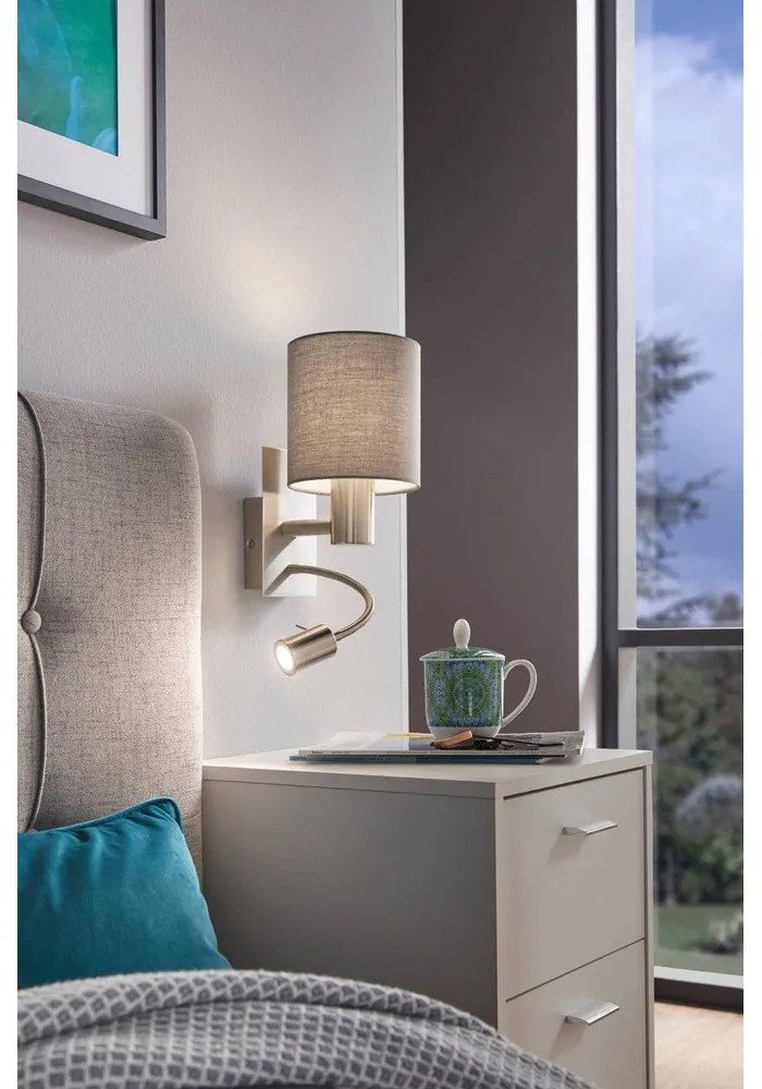 LED nástenné svietidlo v tmavosivej a striebornej farbe PASTERI – EGLO