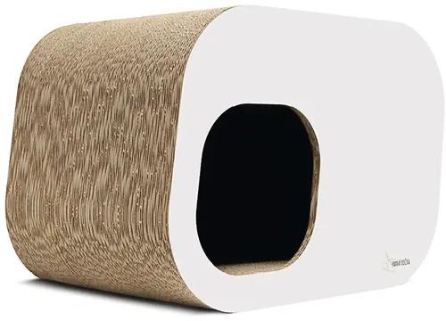 Škrabadlo pre mačky kartónový domček TECTUM 50 x 35 x 30 cm biele