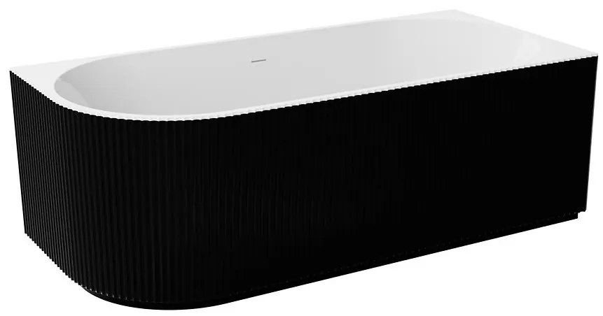 Voľne stojaca rohová  vaňa Denaya bielo-čierna 170/78 P + sifón čierny