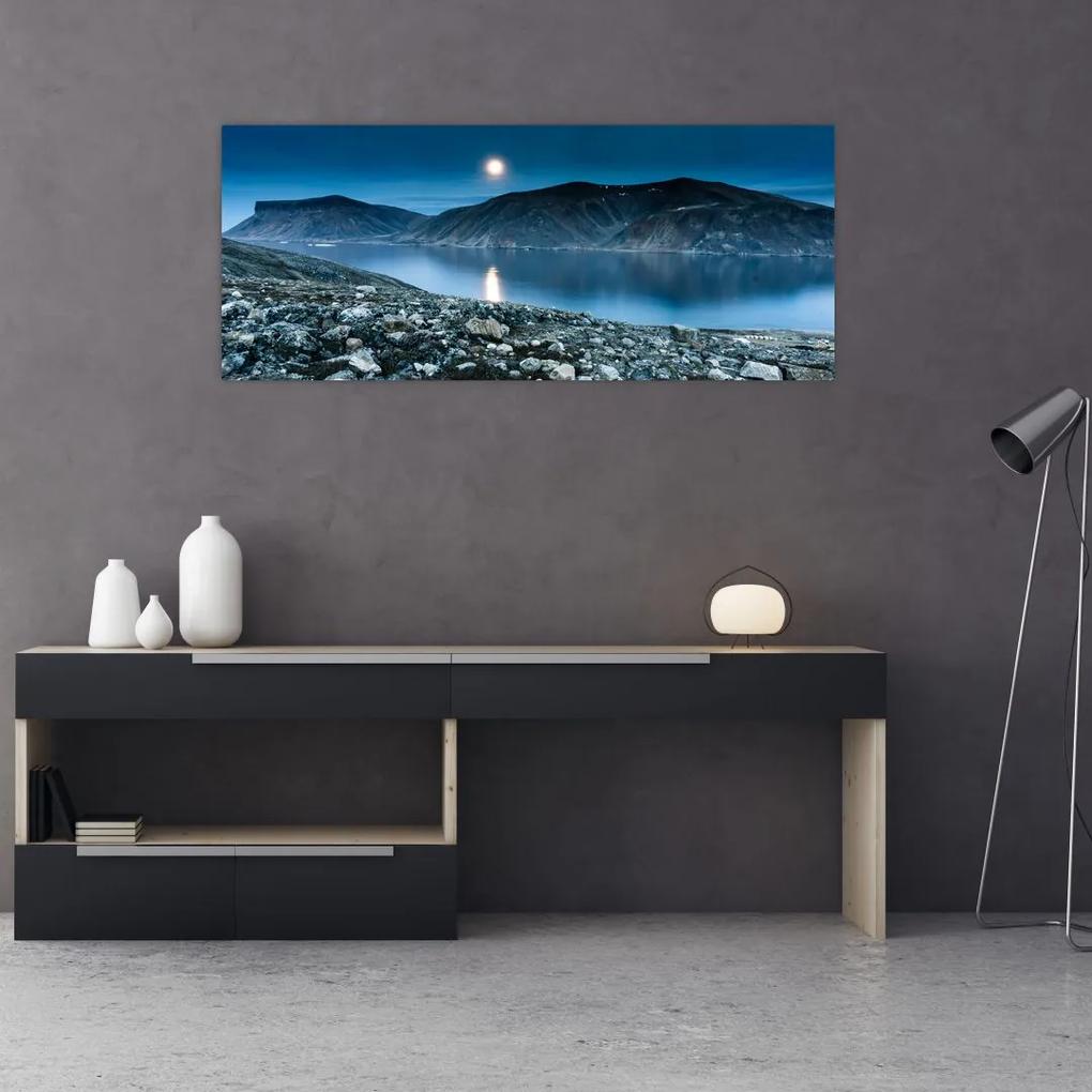 Obraz nočné krajiny, Island (120x50 cm)