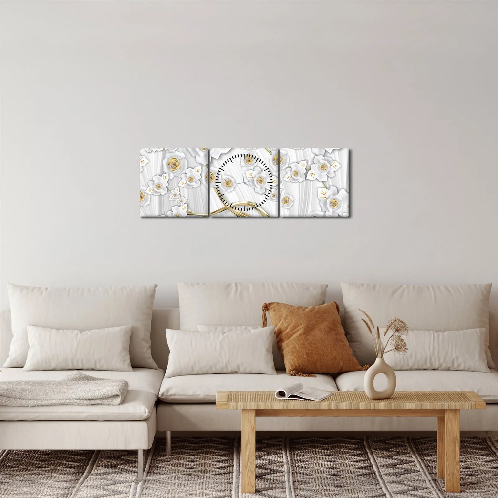 Obraz - Strom so zlatým dekorom (s hodinami) (90x30 cm)