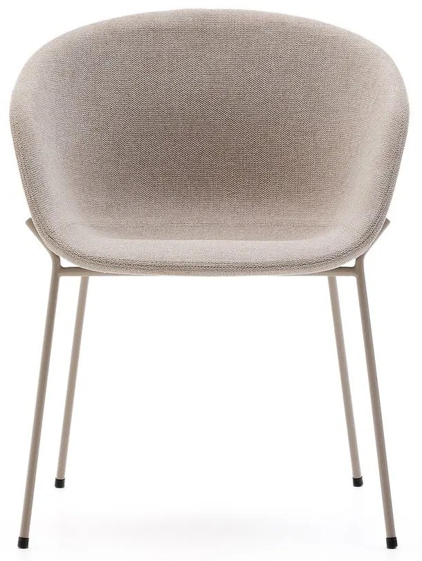 Béžové čalúnené jedálenské kreslo s podrúčkami Yvette – Kave Home