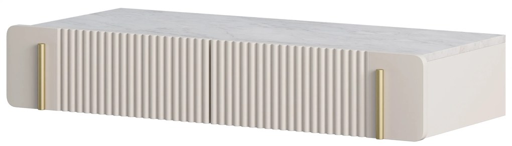 Závesný toaletný stolík Malmi 100 cm - kašmírová / crema bianca / zlatá