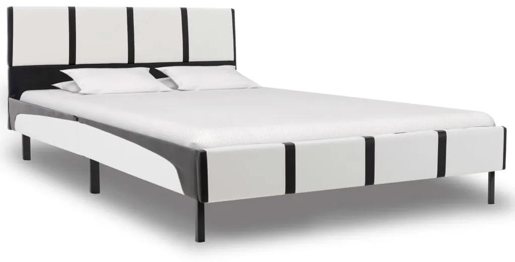 vidaXL Rám postele čierno-biely umelá koža 140x200 cm