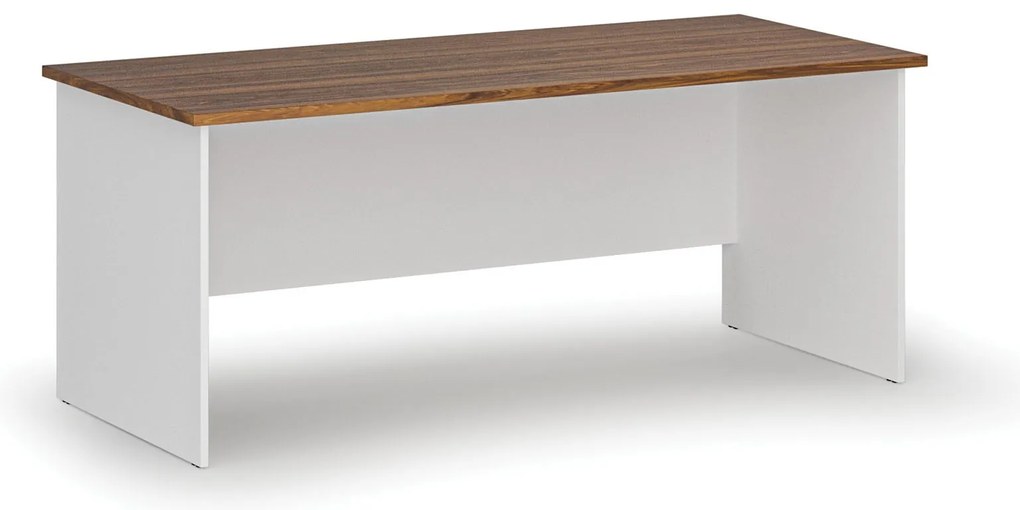 Kancelársky písací stôl PRIMO WHITE, 180x80 cm, biela/orech