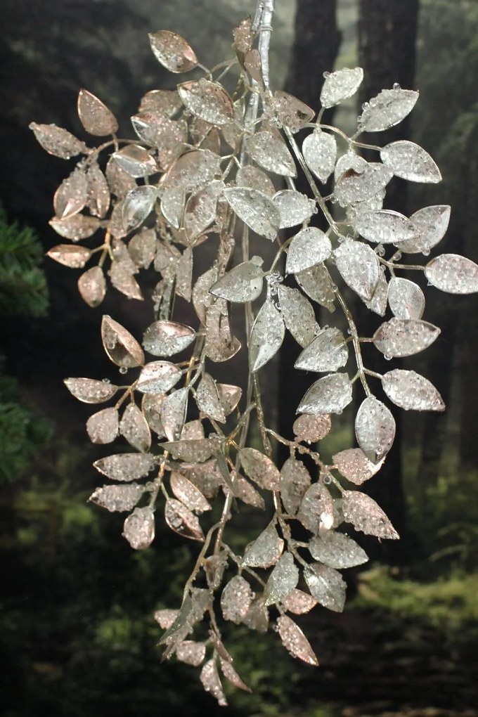 Šampáň svetlý lesklý dekoračný konár listov 80cm