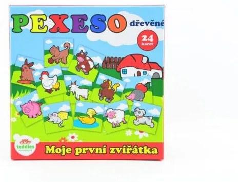 Pexeso Moje první zvířátka dřevěné 24 dílků pro nejmenší v krabičce 19,5x19,5x3,5cm 12m+ M