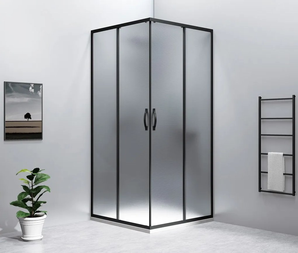 Gelco, SIGMA SIMPLY BLACK štvorcová sprchová zástena 900x900 mm, rohový vstup, Brick sklo, GS2490B-02