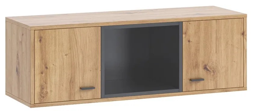 Závesná skrinka Olier WISZ2D OL07, Farby: biely / biely + dub artisan