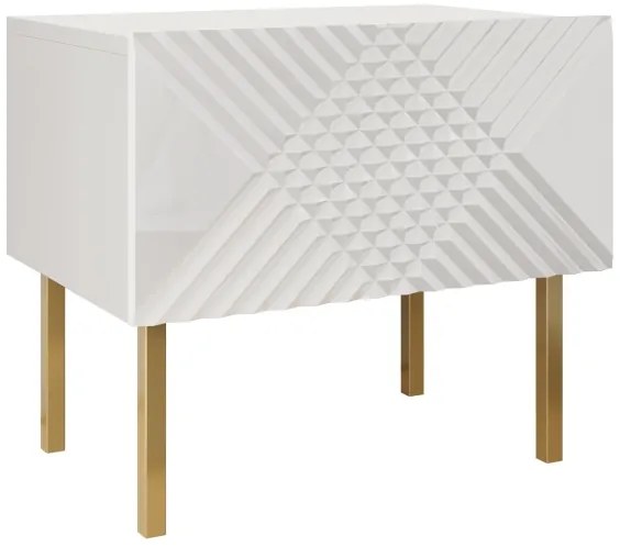 Nočný stolík EXITO 46x50 cm biela/zlatá