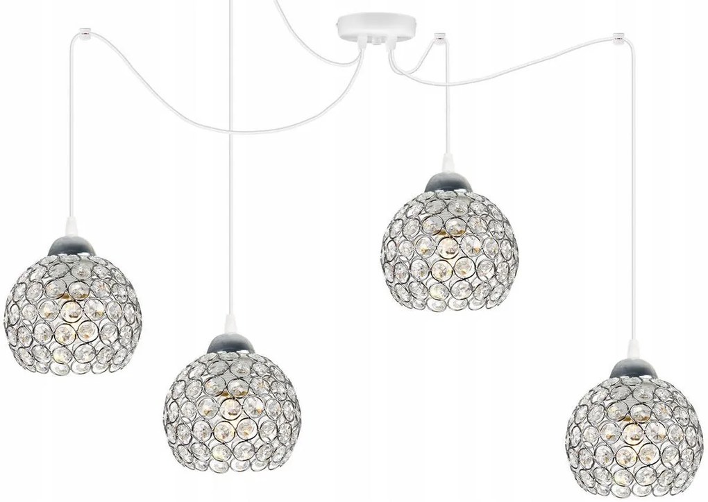 Závesné svietidlo Crystal Spider, 4x strieborné krištáľové tienidlo, (chrómové uchytenie), w
