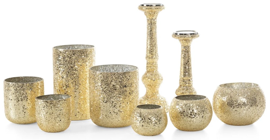 SKLENENÝ SVIETNIK MELIA (FI) 13X40 CM ZLATÁ