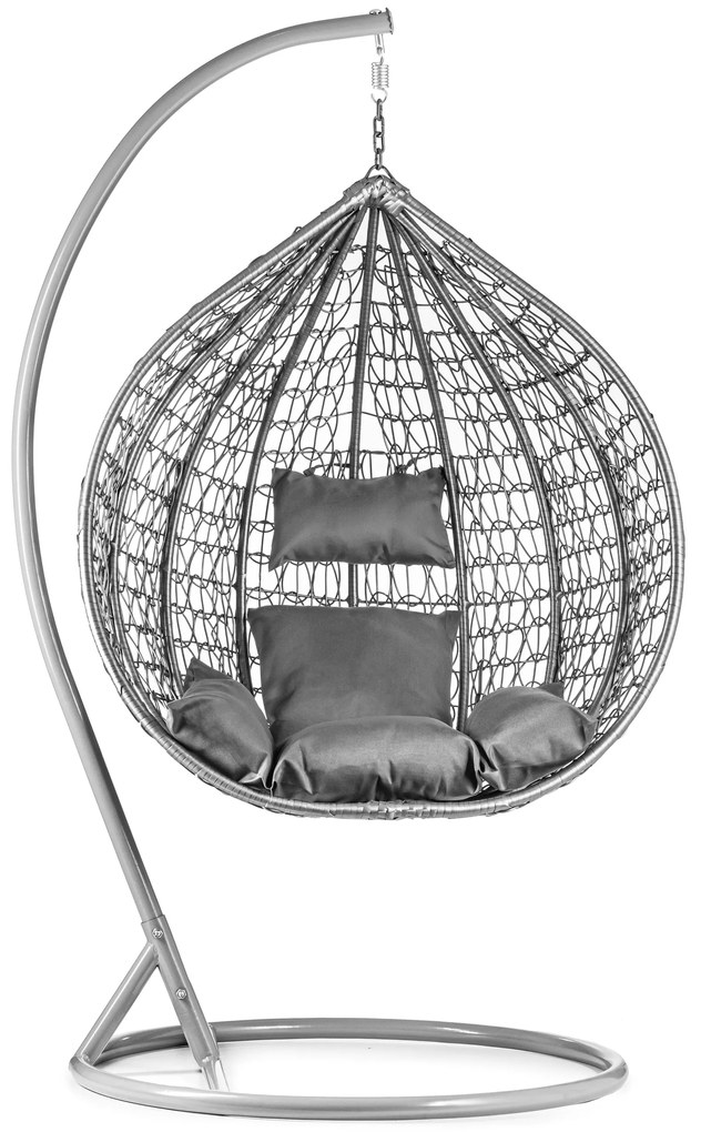 Sivé závesné kreslo KOKON so stojanom