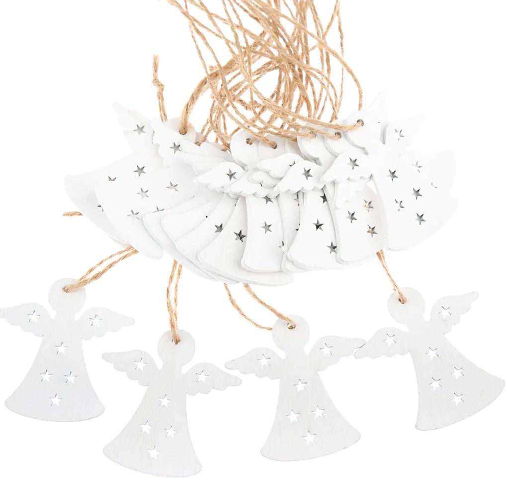 Súprava drevených závesných ozdôb Anjel, 18 ks