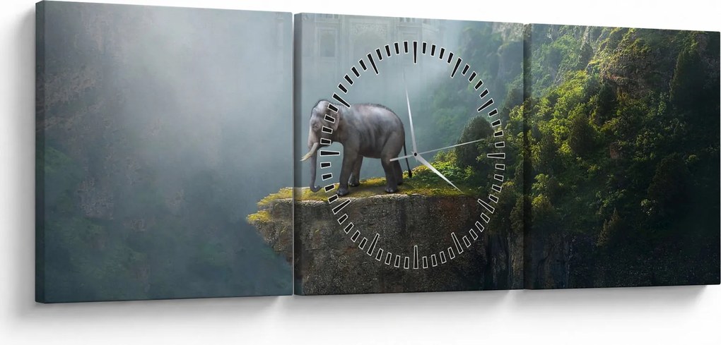 Obraz - Sloník na vrchole Taj Mahal (s hodinami) (90x30 cm)